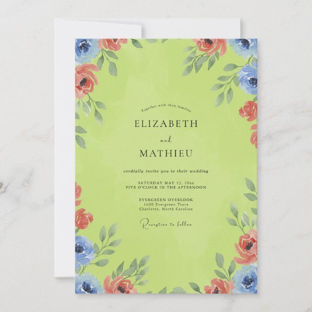 Invitation Mariage Citron Corail Petale (Devant)