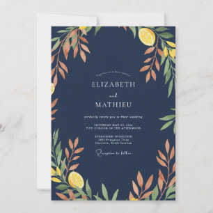 Invitation Mariage Citron Eucalyptus Citron Navy