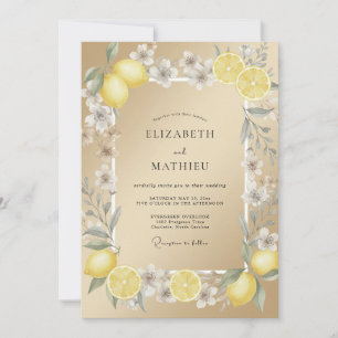 Invitation Mariage Citron Eucalyptus Citrus Champagne