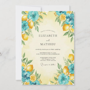 Invitation Mariage Citron Eucalyptus Citrus Turquoise