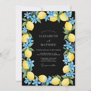 Invitation Mariage Citron Eucalyptus Noir Jaune