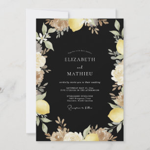 Invitation Mariage Citron Eucalyptus Noir Jaune