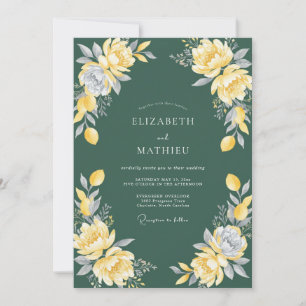 Invitation Mariage Citron Eucalyptus Or Moutarde