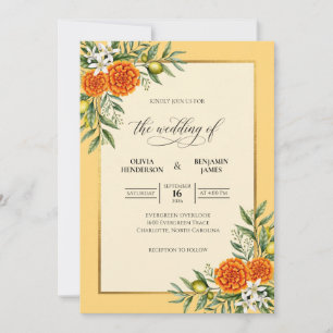 Invitation Mariage Citron Eucalyptus Orange