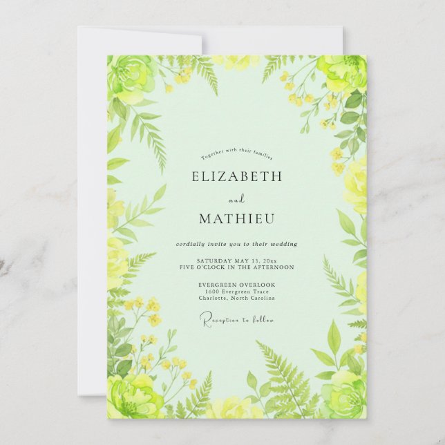 Invitation Mariage Citron Fern (Devant)