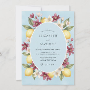 Invitation Mariage citron jaune Bourgogne Eucalyptus