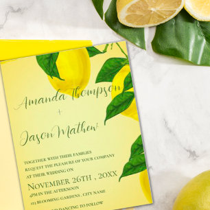 Invitation Mariage Citron Jaune Clair Citrus Élégant