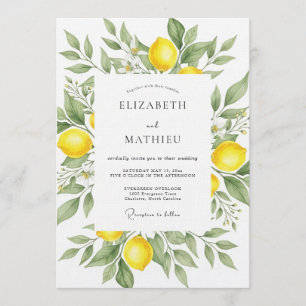 Invitation Mariage Citron Jaune Verdoyant
