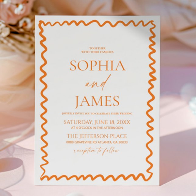 Invitation Mariage Citron Ondeux Fantaisiste Orange (Créateur téléchargé)