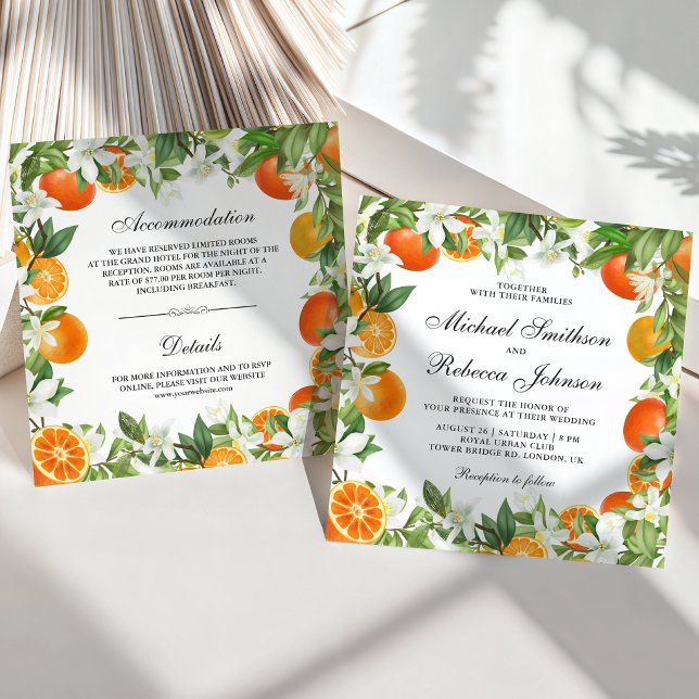Invitation Mariage Citron Orange Tout en Un (Créateur téléchargé)