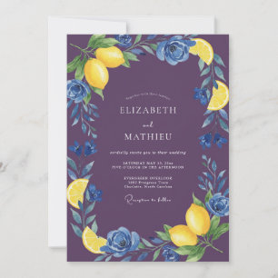 Invitation Mariage Citron Prune Eucalyptus