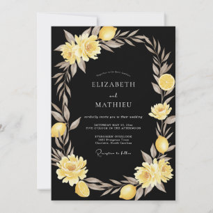 Invitation Mariage Citron Sauge Noir Jaune