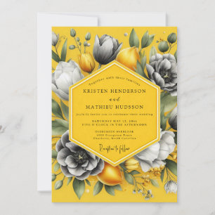 Invitation Mariage Citron Souci Échelle de Gris