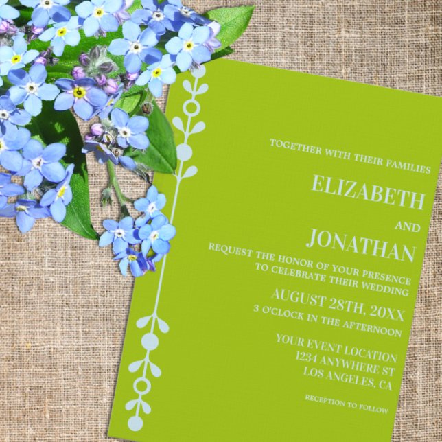 Invitation Mariage Citron Vert & Bleu Côtiers (Créateur téléchargé)