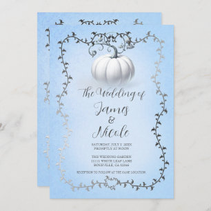 Invitation Mariage Citrouille blanc Blue & Silver Storybook