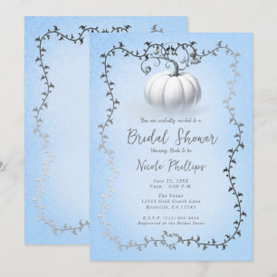 Invitation Mariage Citrouille Blanche Livre de Contes Argent 
