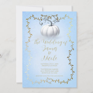 Invitation Mariage Citrouille Blanche Livre d'Histoires Bleu 