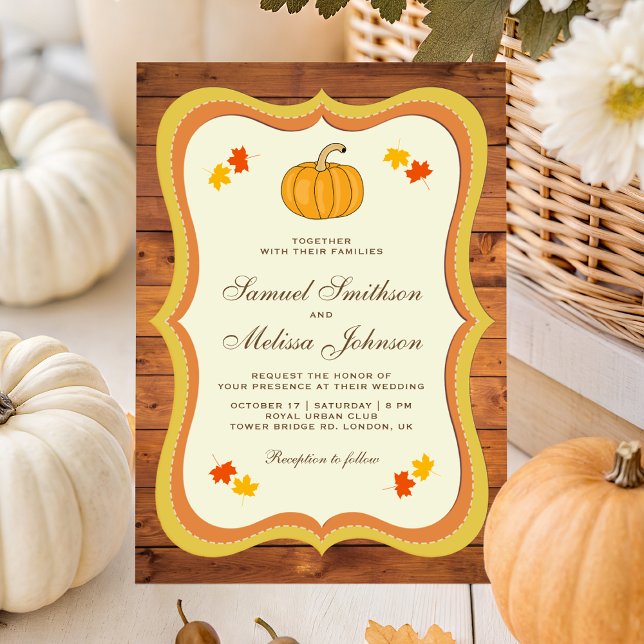 Invitation Mariage Citrouille Bois Grange Rustique Automne (Créateur téléchargé)