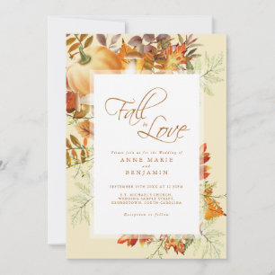 Invitation Mariage Citrouille d'aquarelle Fall In Love