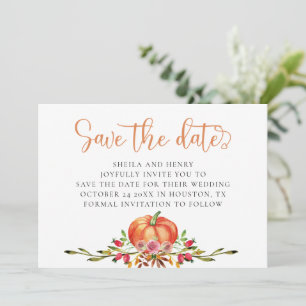 Invitation Mariage citrouille d'automne enregistrer la date