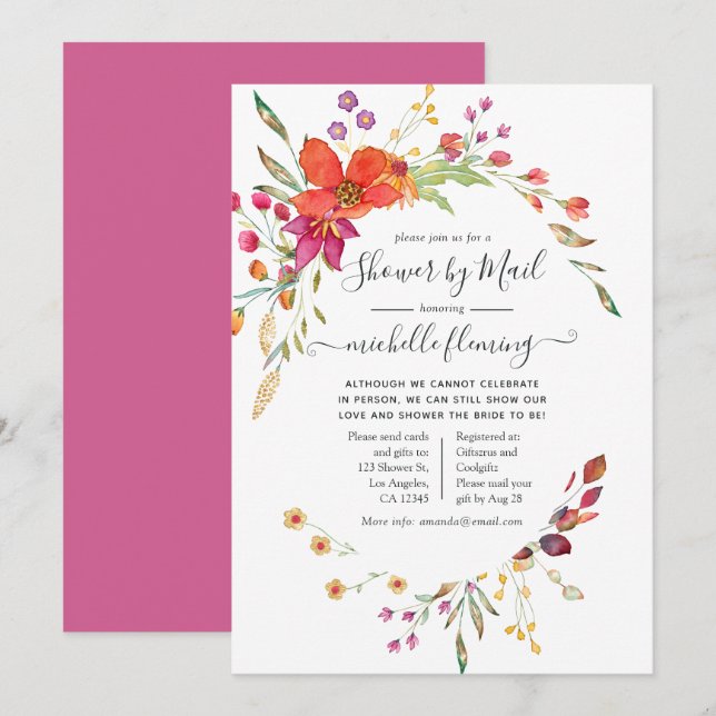 Invitation Mariage civil de printemps par la poste (Devant / Derrière)