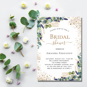Invitation Mariage civil eucalyptus verdure paillettes dorées