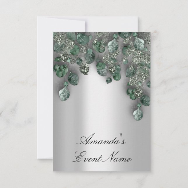 Invitation Mariage civil Glitter SmokeGray Eucalyptus Verdure (Dos)