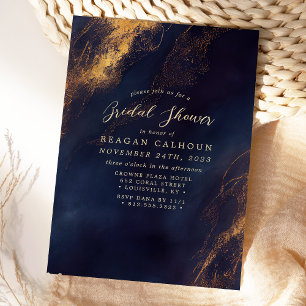 Invitation Mariage civil Navy Blue et Or Calligraphie