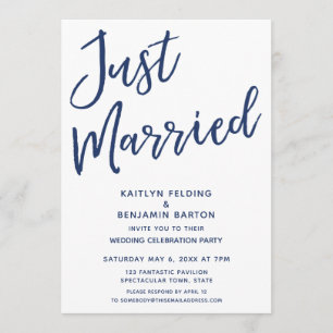 Invitation Mariage civil réception seulement, moderne, Navy