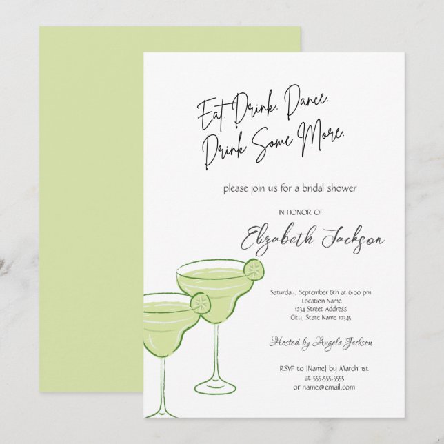 Invitation Mariage civil Watercolor Martini (Devant / Derrière)