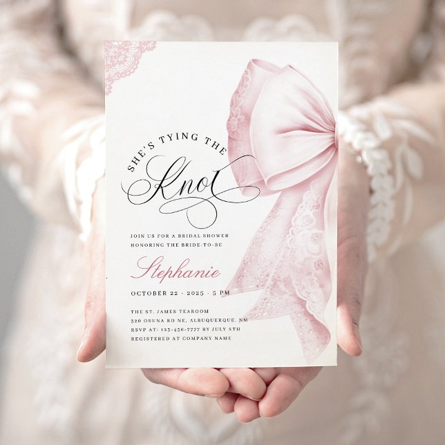 Invitation Mariage civilité avec noeud rose (Créateur téléchargé)