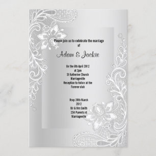 INVITATION MARIAGE CLASSÉ ÉLÉGANT DE LACE D'ARGENT