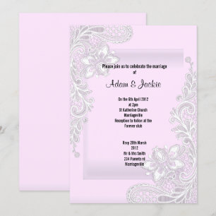 Invitation Mariage CLASSÉ ÉLÉGANT EN LACE ROSE