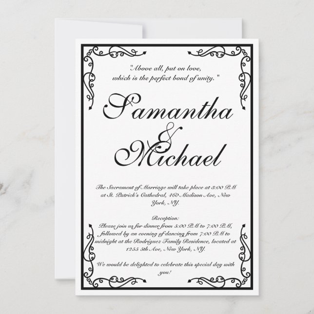Invitation Mariage classique à l'église (Devant)