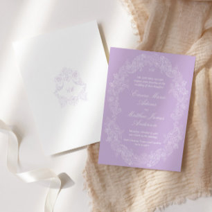 Invitation Mariage Classique Antique Victorien Violet Régence