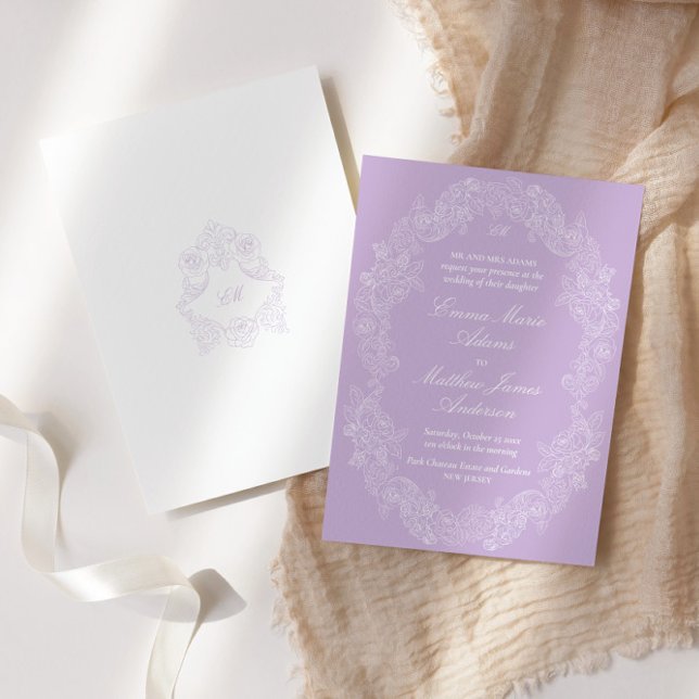Invitation Mariage Classique Antique Victorien Violet Régence (Créateur téléchargé)