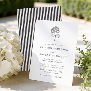 Invitation Mariage Classique aux Hortensias au Charbon de Boi