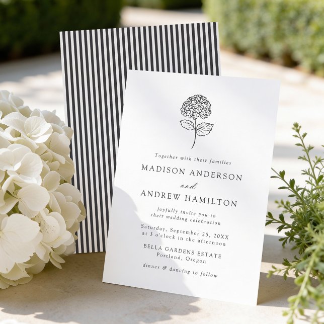 Invitation Mariage Classique aux Hortensias au Charbon de Boi (Créateur téléchargé)