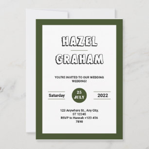 Invitation Mariage Classique Blanc Et Vert Élégant