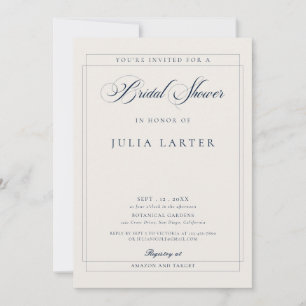 Invitation Mariage Classique Bleu Nuit Calligraphie sur Ivoir