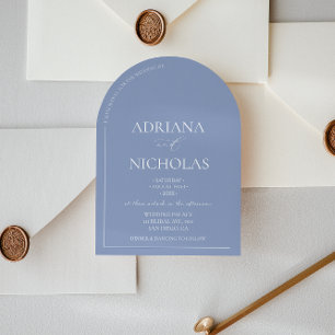 Invitation Mariage Classique Bleu Simple en forme d'arche