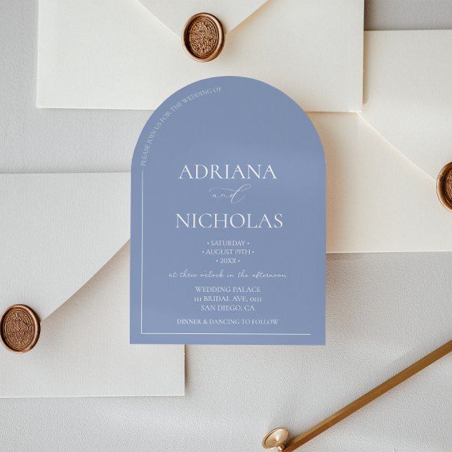 Invitation Mariage Classique Bleu Simple en forme d'arche  (Créateur téléchargé)