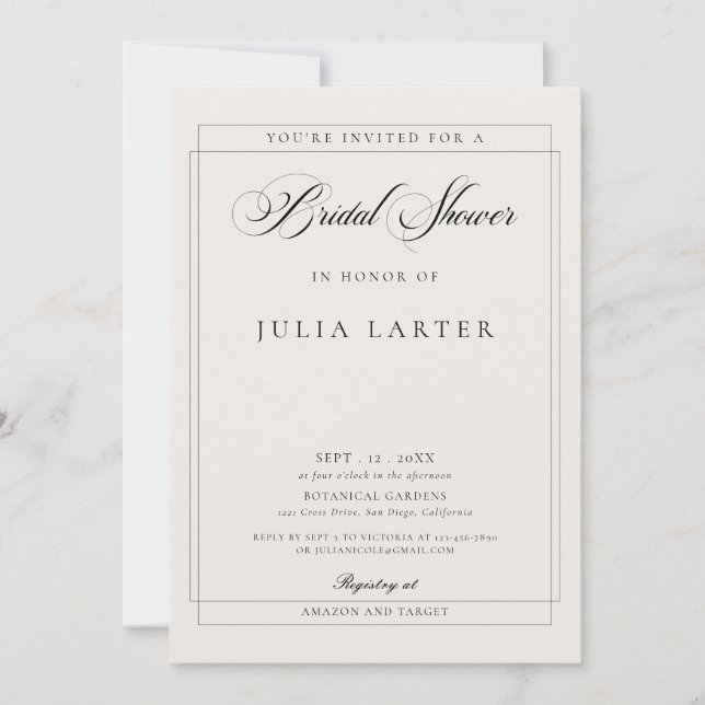 Invitation Mariage classique calligraphie ivoire noir (Devant)