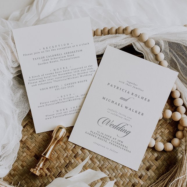 Invitation Mariage Classique Chic Calligraphie Avant et Arriè (Créateur téléchargé)