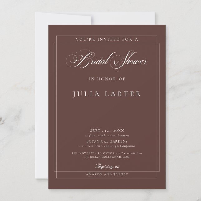 Invitation Mariage Classique Choco Ivory Calligraphie (Devant)