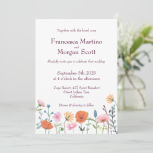Invitation Mariage classique couleur fleurie