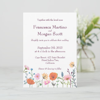 Invitation Mariage classique couleur fleurie