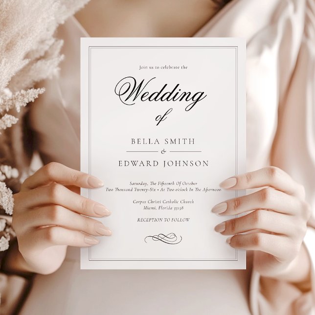 Invitation Mariage classique de calligraphie noir blanc (Créateur téléchargé)