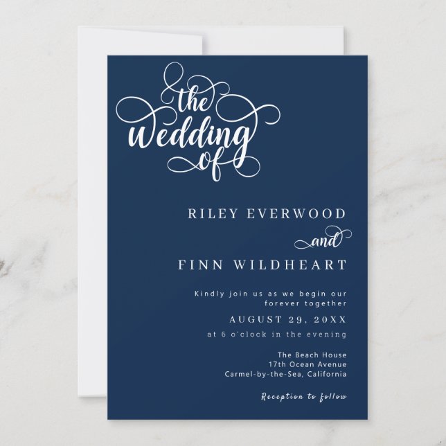 Invitation Mariage classique de calligraphie simple (Devant)