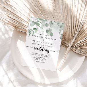 Invitation Mariage classique de feuillage vert Eucalyptus
